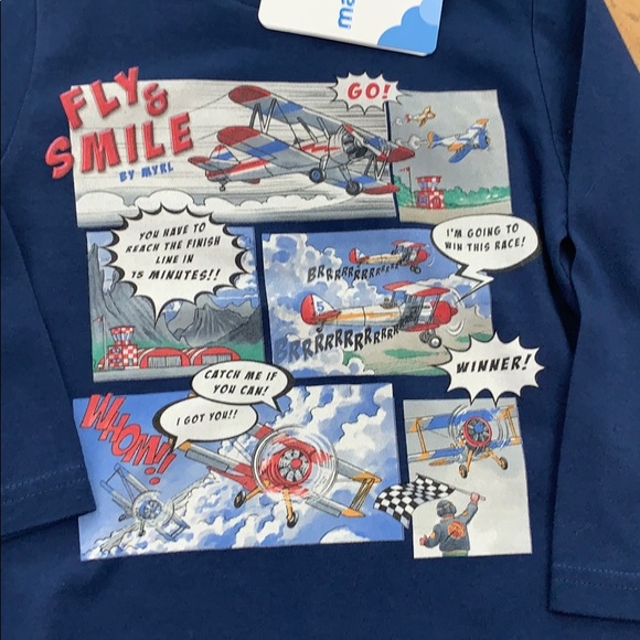 Navy boys long sleeve airplane T-shirt - Picture 2 of 6